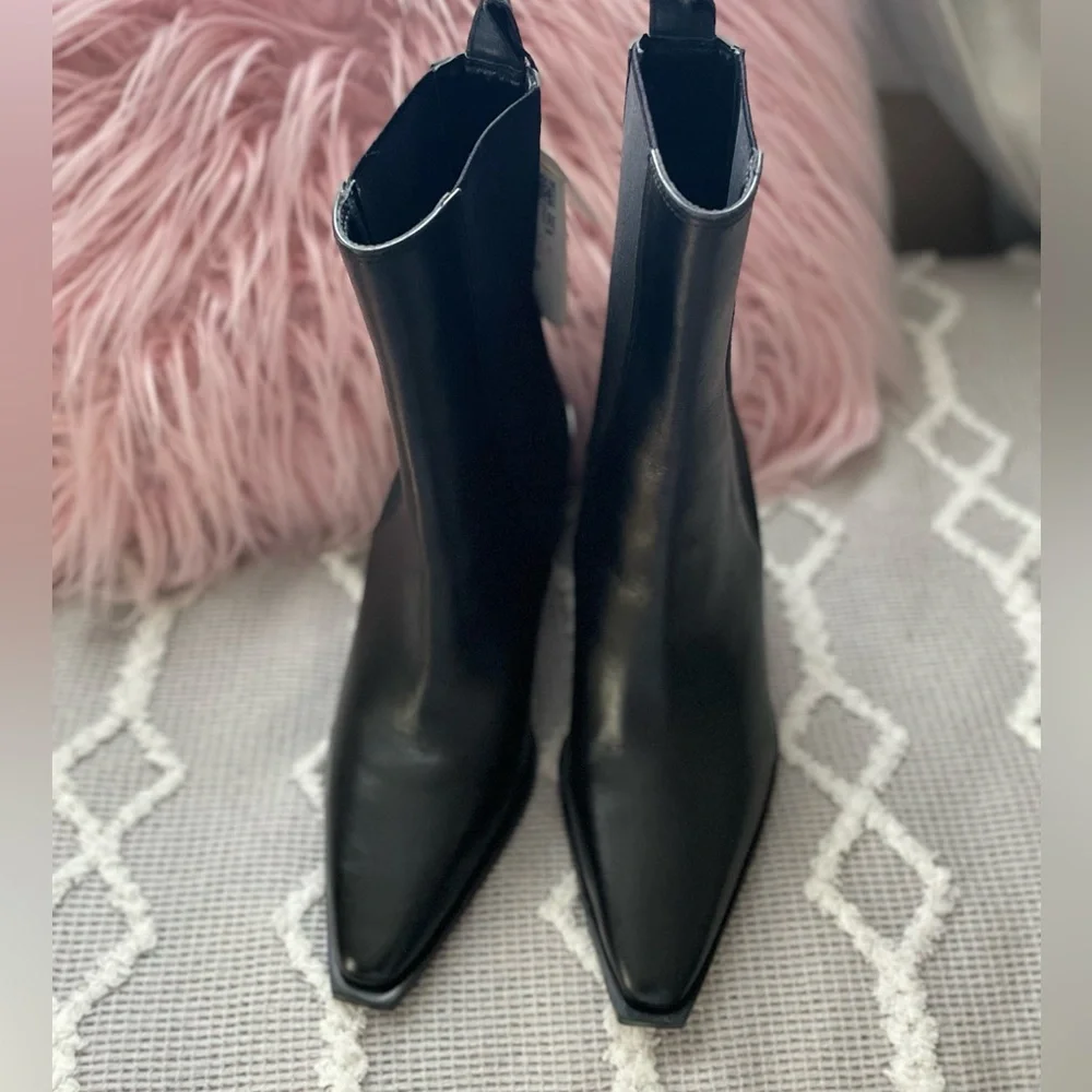 NWT ZARA Ankle Boot Leather Black Size 6 - Picture 4 of 5